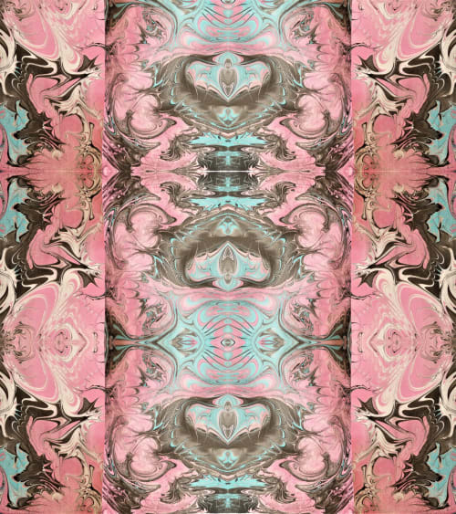 Pink arabesque | Prints by KALEIDO MARBLING ART