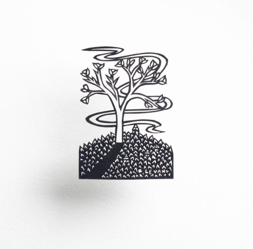 Tiny Town:  The Memory Can Still Bloom | Mixed Media by Bianca Levan Papercuts | Adele Gilani Art Gallery in Sausalito