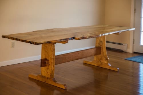 Spalted maple trestle table | Tables by Gill CC Woodworks