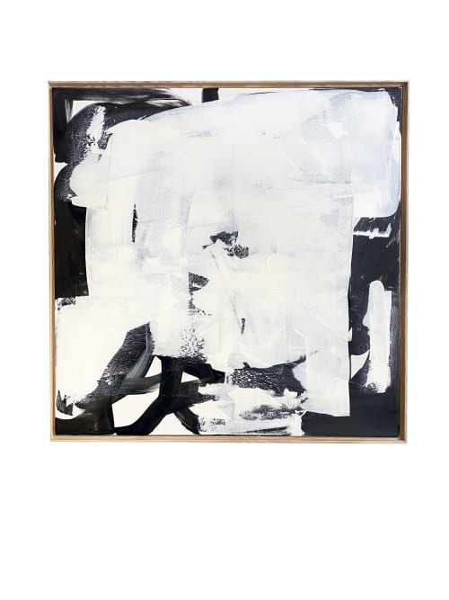 Black and White Square Original Painting | Oil And Acrylic Painting in Paintings by Jessalin Beutler