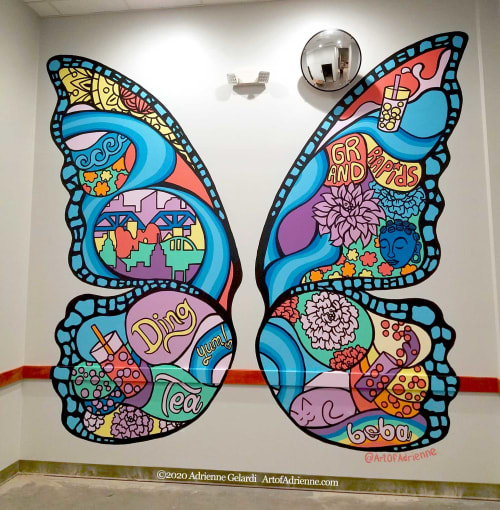 Butterfly Wing Mural for Ding Tea | Street Murals by Art of Adrienne