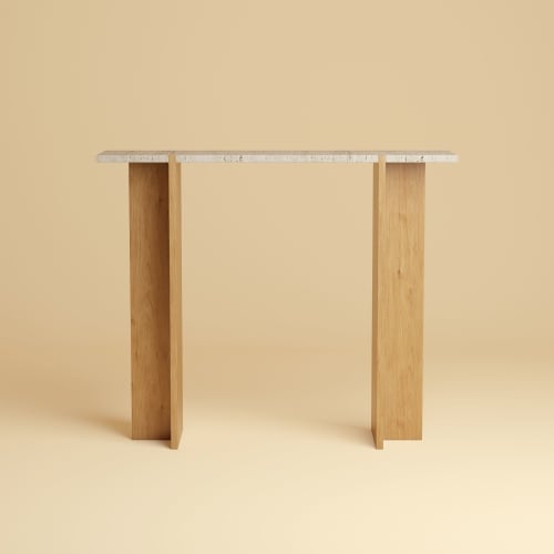 Travertine and Oak Console Table - MAHA by Lebanto | Tables by Lebanto