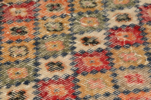Vintage Zeki Müren Runner with Polychromatic Diamond Pattern | Area Rug in Rugs by Rug and Kilim