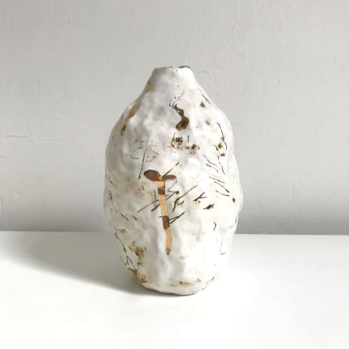 Fin Vase, Wind Vase, Gold & Iron Scratch Bottle | Vases & Vessels by AKIKO TSUJI