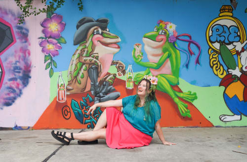 Frogs' Taco Picnic Mural | Street Murals by Sam Soper — Mural Art & Illustration | El Tacorrido in Austin