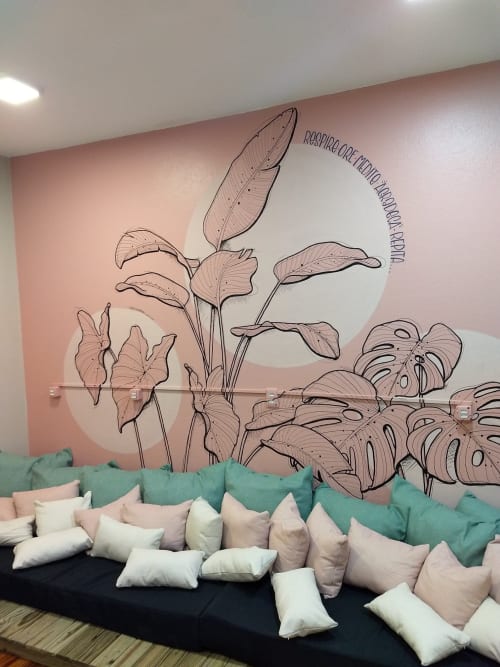 Leaves in the break room | Murals by Estúdio Pepper | Senhora Farinha Bakery in Victor Konder