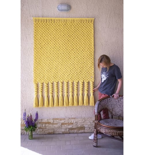 YELLOW Chunky Macrame Wall Hanging, XL Macrame Wall Hanging | Wall Hangings by Vila Vera