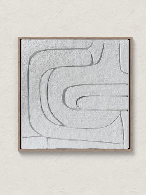 Wabi sabi white 3d painting  geometric wall art | Paintings by Serge Bereziak