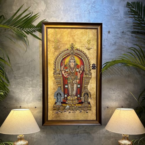 Lord Murugan Swamy Kartikey Handmade Bejewelled Wall Art For | Wall Hangings by MagicSimSim