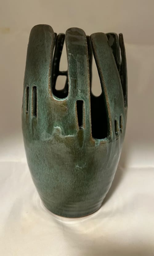 Green  Crenulated Vase | Vases & Vessels by Sheila Blunt