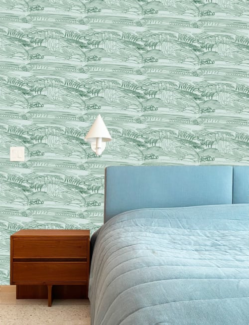 Closer to Toile in Pistachio and Azure | Wall Treatments by k-apostrophe | Los Angeles in Los Angeles