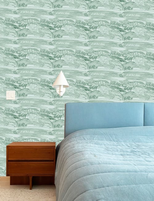 Closer to Toile in Pistachio and Azure | Wallpaper in Wall Treatments by k-apostrophe | Los Angeles in Los Angeles