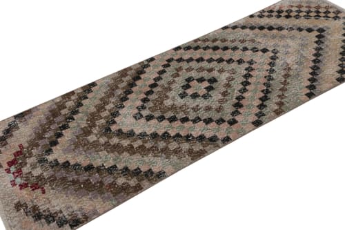 Vintage Zeki Müren Runner Rug in Polychrome Geometric | Area Rug in Rugs by Rug and Kilim
