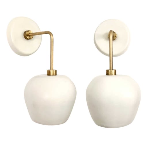 Tapered Sphere Sconce in Matte White | Sconces by Alex Marshall Studios