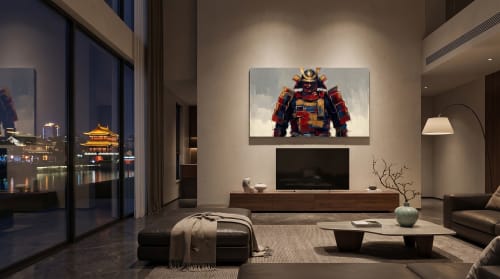Heritage Japanese Armor I: Impasto Oil Painting, Samurai | Oil And Acrylic Painting in Paintings by Dynasty Artisan