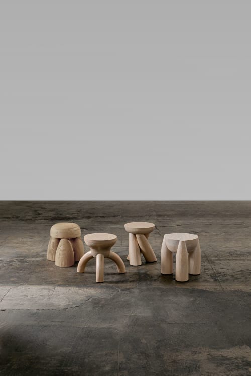 ELEMENTOS Fire Stool Sandblasted Pine By Daniel Couttolenc | Chairs by Daniel Couttolenc