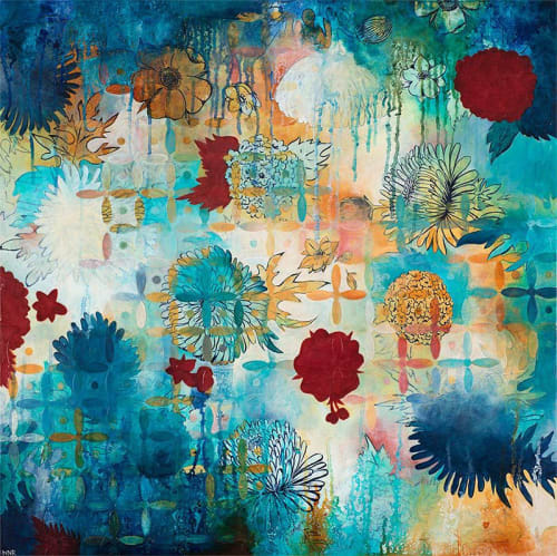 Cross Dot Chrysanthemum Dream | Oil And Acrylic Painting in Paintings by Heather Robinson