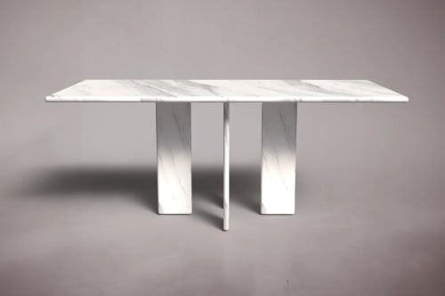 Luna Rectangular Italian Carrara Marble Dining Table | Tables by HamamDecor LLC