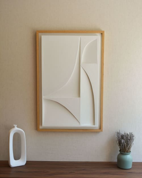 No. 115 Japandi Plaster Wall Relief - Scandinavian Decor | Wall Sculpture in Wall Hangings by Joseph A