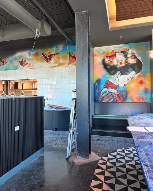 XO Brasserie Mural | Street Murals by Girls Who Paint Murals | XO Brasserie in Charleston