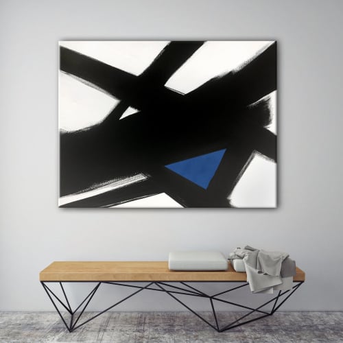 Black White Slash No. 4 BLUE | Paintings by Nicolette Atelier