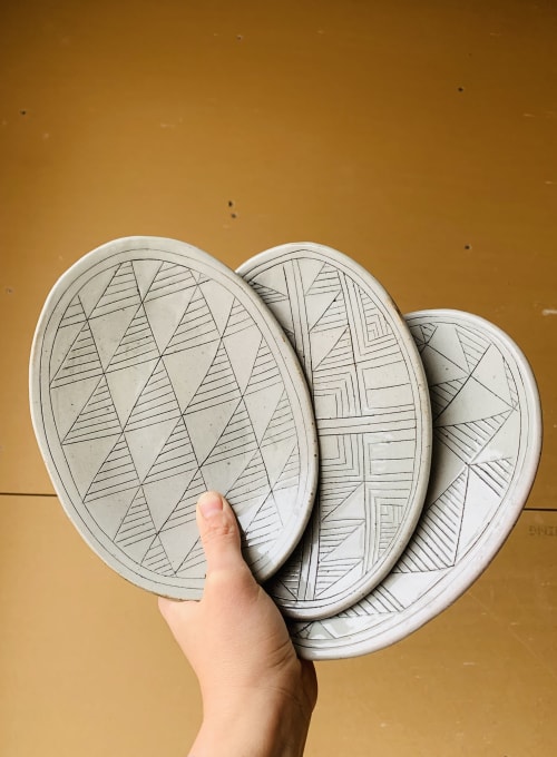Geo tapas plates | Ceramic Plates by ZUNICO Designs | Private Residence - Longmont, CO in Longmont