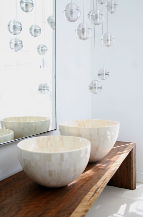Large Round Bowls with Bone Marquetry - Shanti | Decorative Objects by FARRAGO DESIGN INC