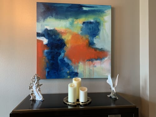 Tangled Up In Blue Oil Contemporary Abstract | Paintings by Strokes by Red - Red (Linda Harrison)