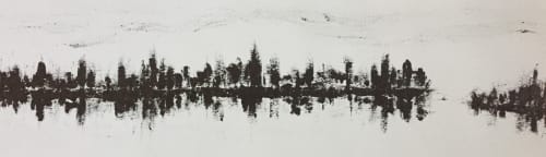Lake, Trees and Snow in the Mountains | Paintings by Reade C Gloeckner Fine Art