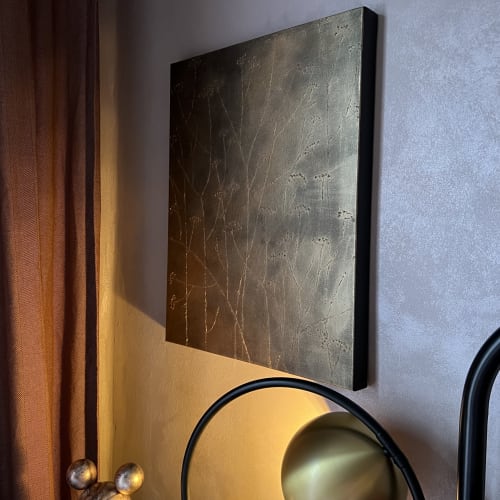 Golden Dry Plants | Mixed Media by IRENA TONE