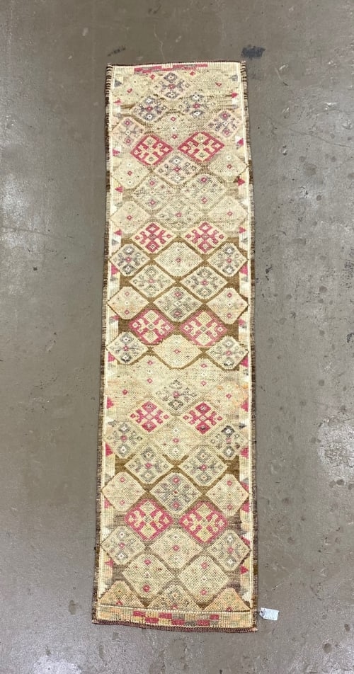 Vintage Turkish Herki Rug Runner | 3 x 12.5 | Area Rug in Rugs by Wool and Rug