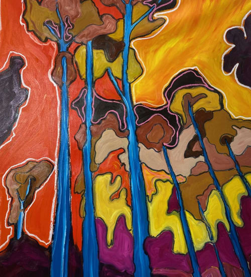 Landscape 3 - with Trees | Paintings by B Polonsky Artworks | Private Residence in Bothell