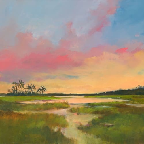 Golden Hour - Coastal Landscape Painting on Canvas | Oil And Acrylic Painting in Paintings by Filomena Booth Fine Art