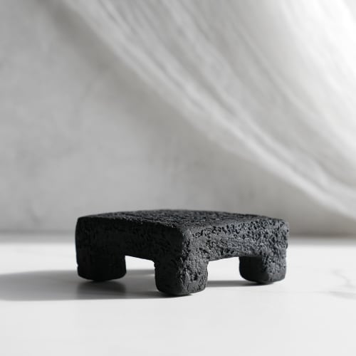 Small Square Shelf Riser in Carbon Black Concrete | Decorative Objects by Carolyn Powers Designs