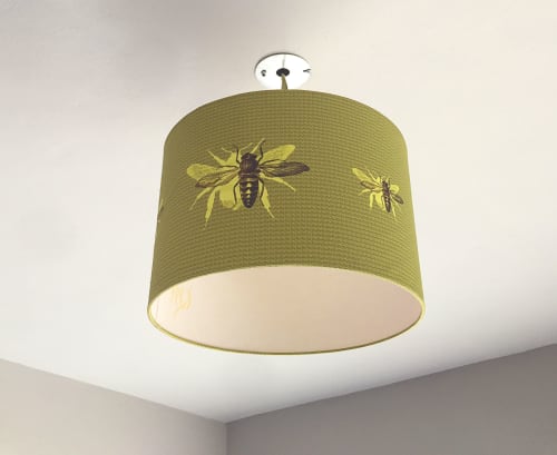 Buzzing Bees Lampshade | Flush Mounts by Ri Anderson