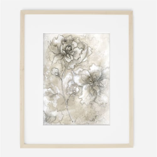 Encaustic Peony #1 - Floral Mixed Media Encaustic Wax Print | Prints by Jennifer Lorton Art