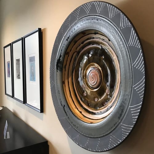 Large-Scale Ash Glaze Porcelain Plate | Wall Hangings by Peter Flanagan