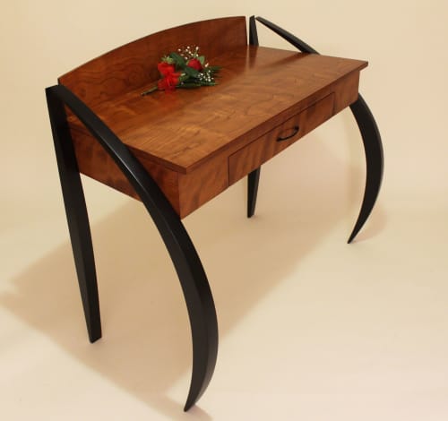 "Norma Rose" Solid Curly Cherry Writing Desk | Tables by P. Carlino Design