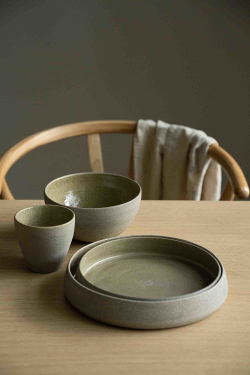 HANDMADE STONEWARE DINNER SET "CONCRETE" | Ceramic Plates by Creating Comfort Lab