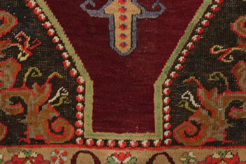 Vintage Oushak Runner Rug in Beige and Red with Floral | Rugs by Rug a