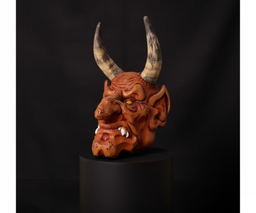 The Crimson Goblin – High-Detail Mythological Wood Sculpture | Decorative Objects by Holzkunst Samuel Meisinger