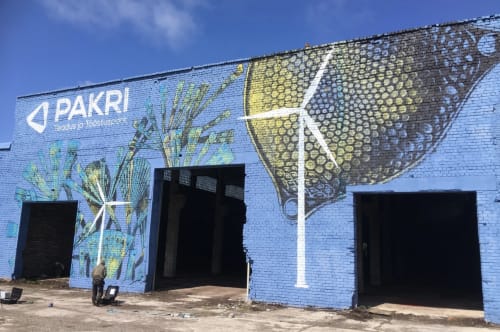 Mural Windmill | Street Murals by Robot Muralist | Pakri Peninsula in Paldiski