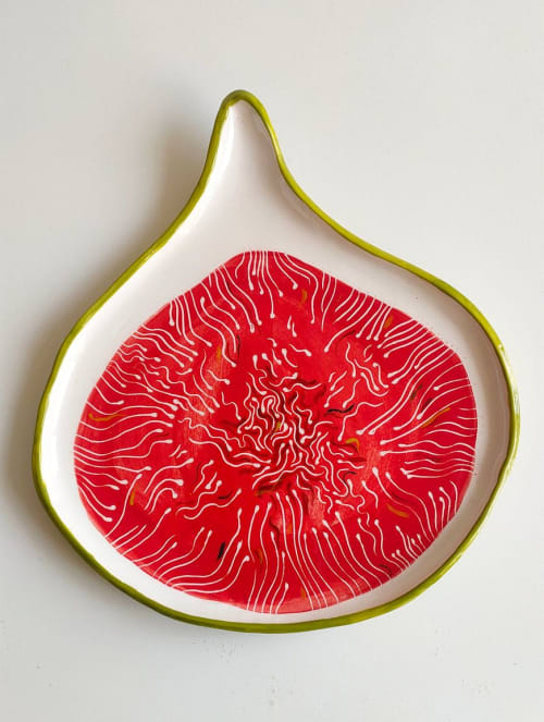 Green Fig Platter 30 cm | Serveware by Federica Massimi Ceramics
