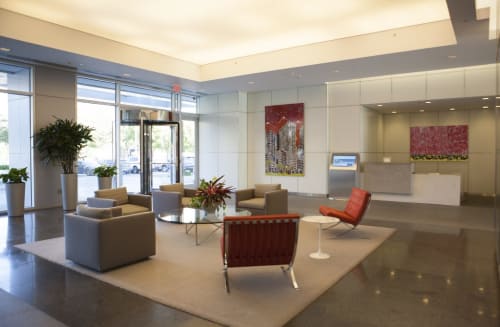 2 pieces. Cityscape and Cows w Rain | Mixed Media by Daryl Thetford | Tanglewood Property - 5444 Westheimer in Houston