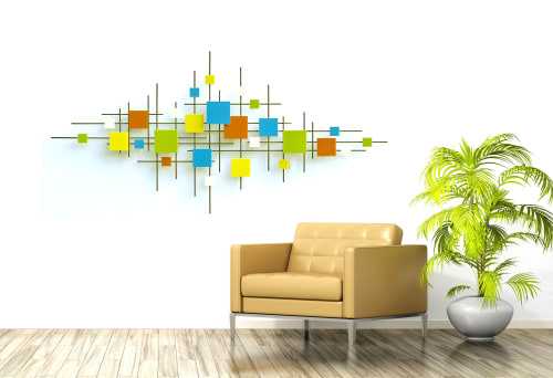 "Linear MM" Glass and Metal Wall Art Sculpture | Wall Hangings by Karo Studios