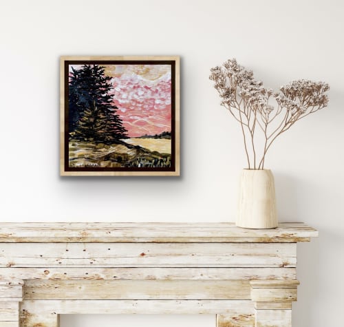 Spruce Trees with Golden Light | Paintings by willa vennema