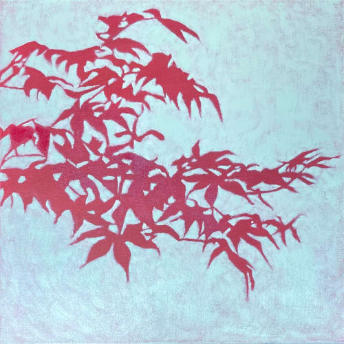 Sunrise Japanese Maple: 20 x 20" Oil Painting | Oil And Acrylic Painting in Paintings by Christine So