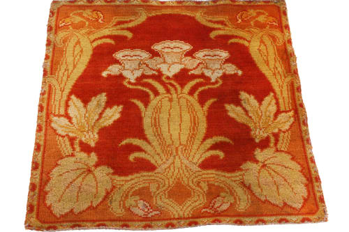 Antique Floral Red and Beige Silk Rug 13282 | Area Rug in Rugs by Rug and Kilim