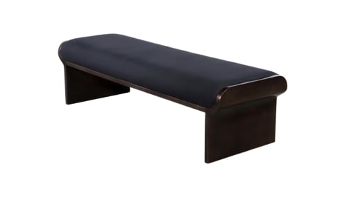 Sculptural Modern Oil Rubbed Bronze and Fabric Bench, Elia | Benches & Ottomans by Costantini Design