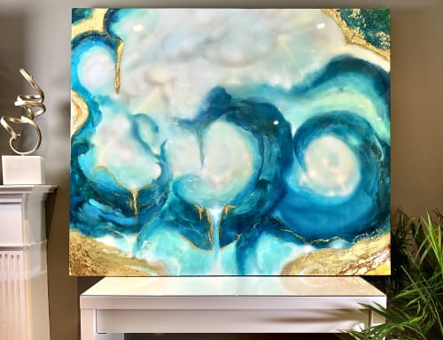 Dream Waves - 60" x 50" Original Semi-Abstract | Paintings by Wall Jewelry by Robyn Camargo